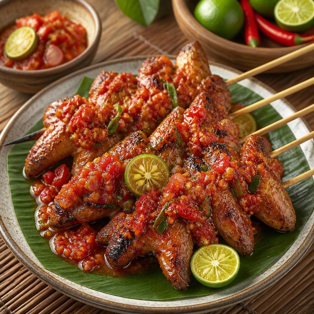 Sate Sayap Bumbu Plecing Te Sate dengan rasa gurih pedas khas plecing